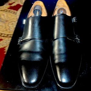 Black Leather Oxford Dress Shoes worn one time .